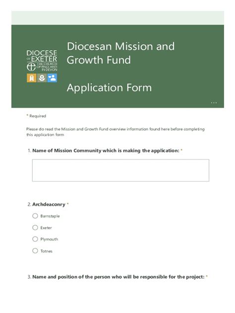 Fillable Online exeter anglican Diocesan Mission and Growth Fund ...