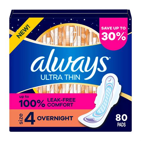 Always Ultra Thin Size 4 Overnight Pads with Flexi-Wings, 80 ct. | BJ's ...