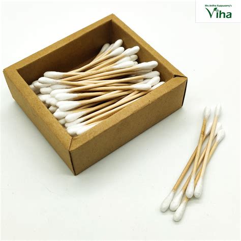 Bamboo Wood Soft Cotton Ear Buds – Viha Online