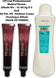 L'Oréal Professionnel Majirel Brown (Shade No. 4) 49.5g and Oxydant ...