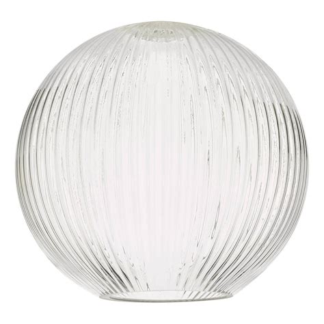 Beautiful Clear Ribbed Glass Globe Ceiling Lamp Shade E27