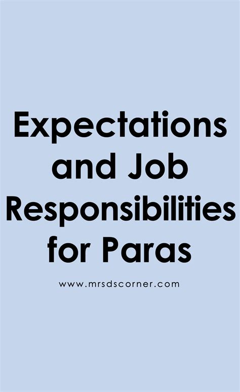 Paraprofessional Expectations for Special Education Classroom Management