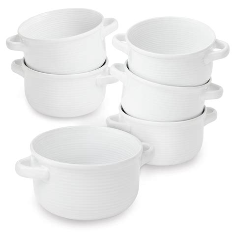 Sheffield Home Large Ceramic Soup Bowls with Handles - Set of 6 French ...