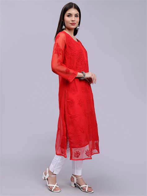 Seva Chikan Hand Embroidered Georgette Lucknowi Chikankari Kurta With