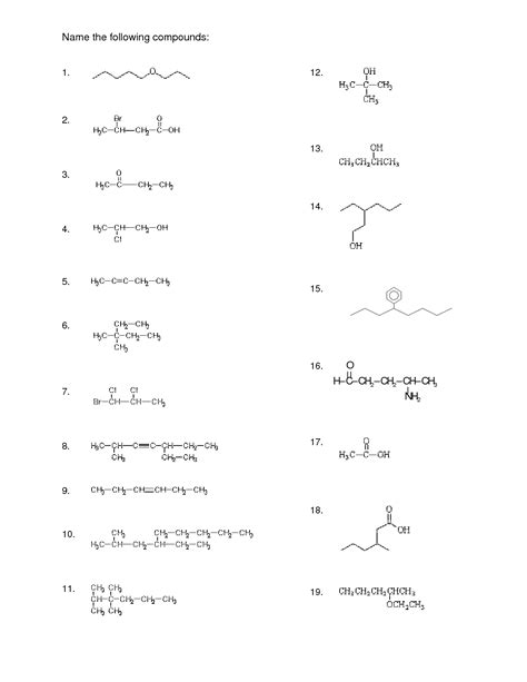 Naming Organic Compounds Worksheet A Level - CompoundWorksheets.com
