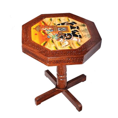ASHA Rajasthani Handcrafted and Elephant Dhola Maru Design Wooden Stool ...