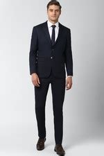 Buy Men Navy Check Formal Two Piece Suit Online - 559503 | Peter England