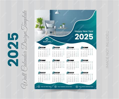 Premium Vector | Vector business one page wall calendar 2025 design x happy new year single page ...