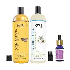 Buy Rey Naturals Lavendor Essential Oil, Coconut Oil & Organic Castor ...