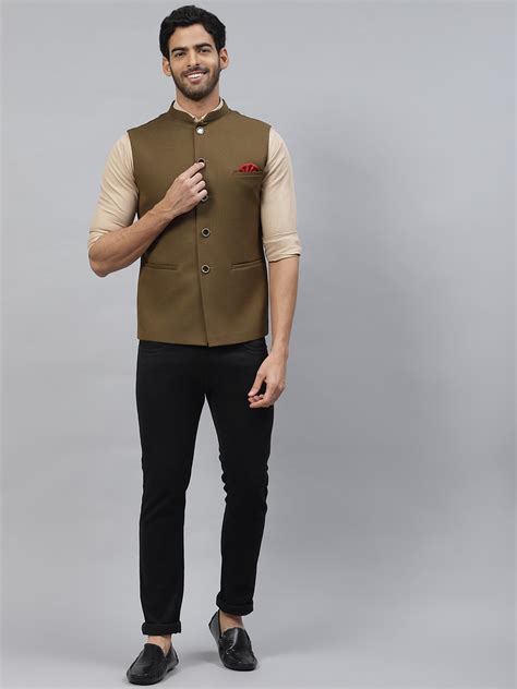 Nehru Jacket with self Slub Structure