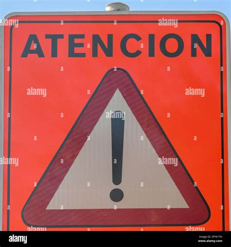 Attention traffic sign Stock Photo - Alamy