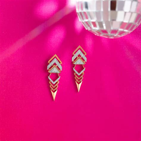 Zigzag Spark Gold & Diamond Drop Earrings