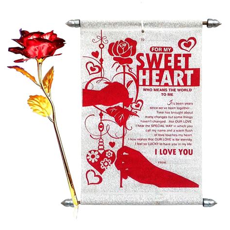 Saugat Traders Red Rose Flower with Love Message Card Romantic Gift for ...