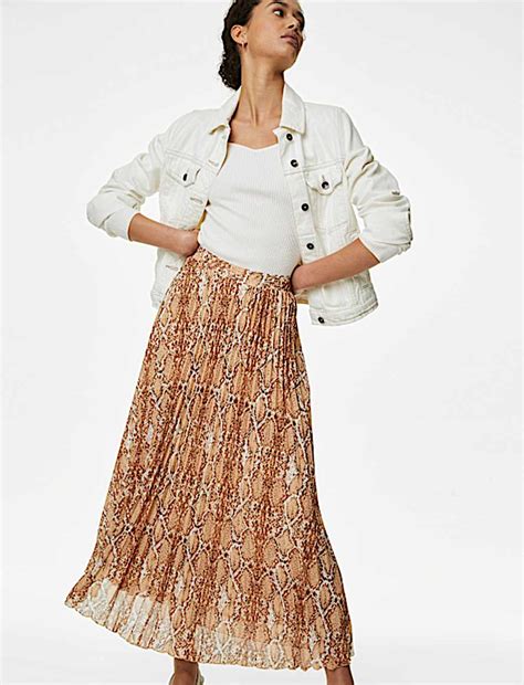 Buy Printed Pleated Midaxi Skirt at Marks & Spencer