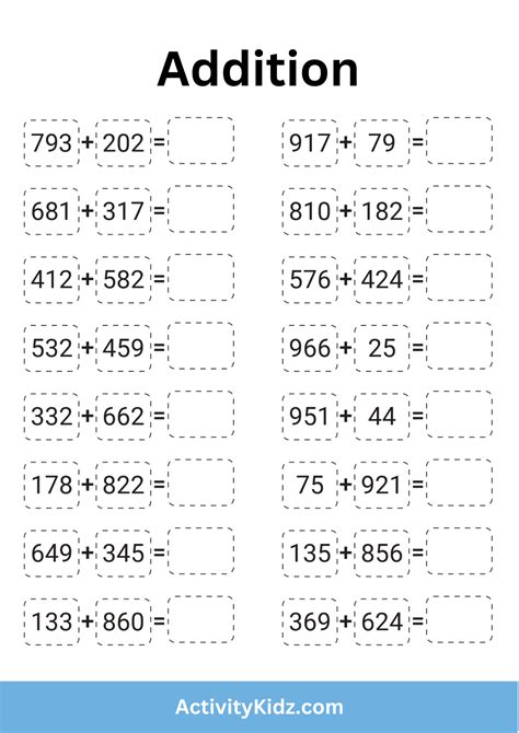 Addition Practice Worksheet 2- Download FREE Printable Worksheets for Kids – ActivityKidz