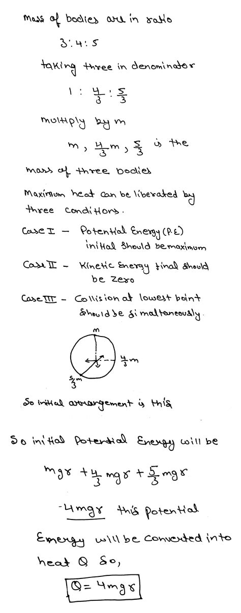 Three particles with the mass ratio 3:4:5 (the mass the lightest body ...