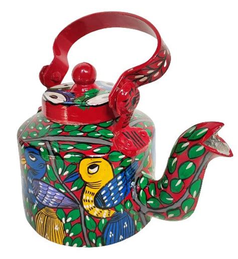 Handpainted Pattachitra Aluminum Kettle - Traditional Indian Art by Mu ...
