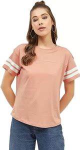 sdssfd Solid Women Round Neck Pink T-Shirt - Buy sdssfd Solid Women ...