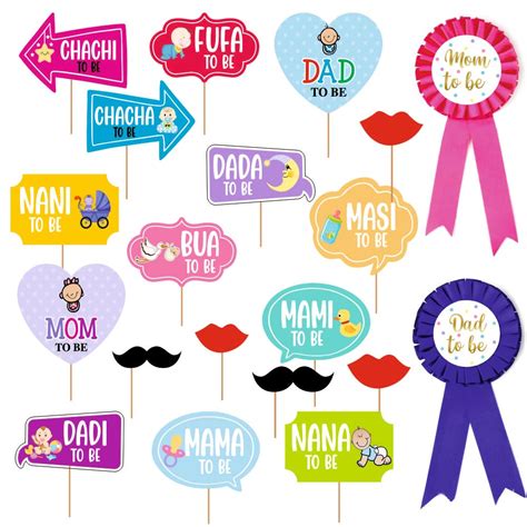 Party Baazaar Baby Shower Sticks Props for Photoshoot | Mom Dad to be ...