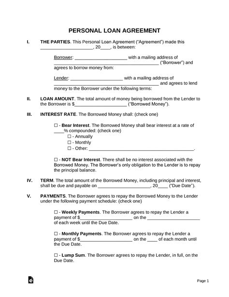 Free Loan Agreement Templates (10) - PDF | Word – eForms