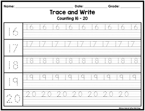 Number Tracing 1-20 Worksheets | Made By Teachers