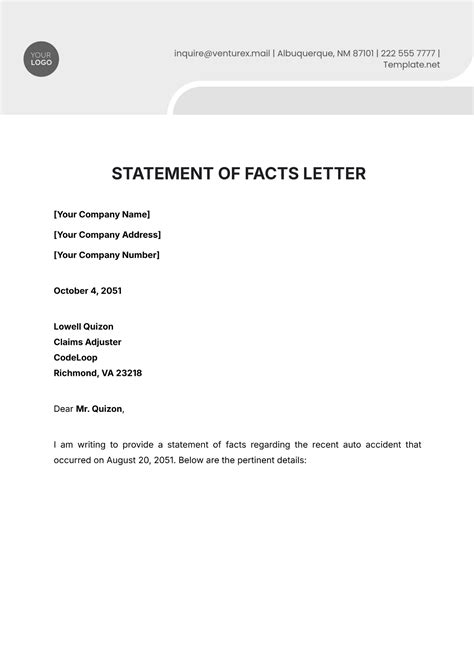 Image result for Statement Letter Example