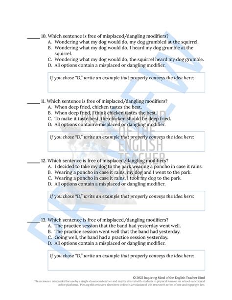 Image result for Worksheet On Modifiers