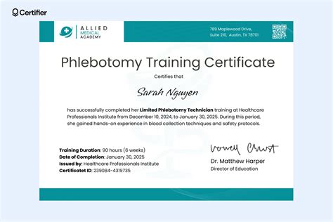 Phlebotomy Certificate Templates: Free and Customizable