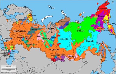 Map of Languages spoken in Russia | Mapa de geografía, Mapa historico ...