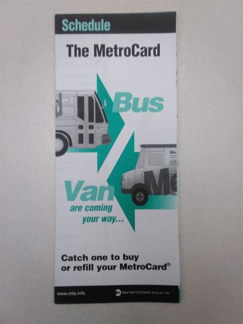 Vintage MTA New York City Transit MetroCard Bus and Van Schedule ...