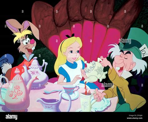 MARCH HARE, ALICE, MAD HATTER, ALICE IN WONDERLAND, 1951 Stock Photo ...