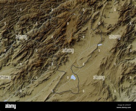 Ghazni, province of Afghanistan. Elevation map colored in wiki style with lakes and rivers Stock ...