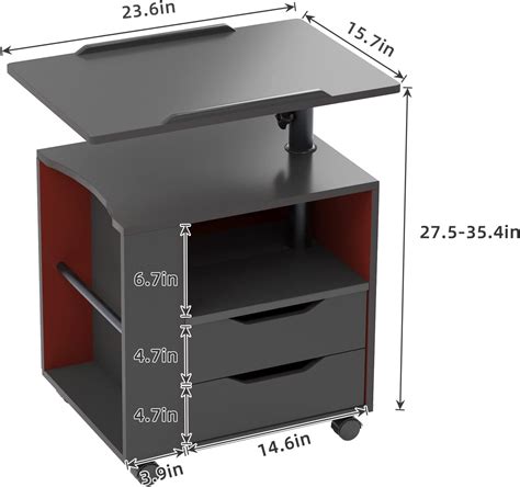Buy SogesHome Height Adjustable Nightstand with Lockable Wheels, Over ...