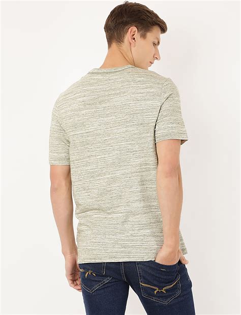 Buy Cotton Mix Self Design Round Neck T-Shirt at Marks & Spencer