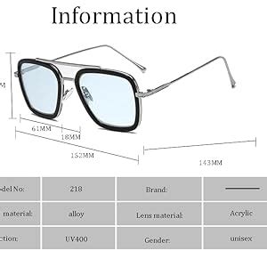 ARZONAI Men's Square Polarization Sunglasses Blue Frame Blue Lens ...