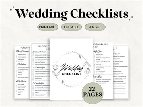 22 Page Wedding Checklists, Printable Wedding Planning Checklist ...