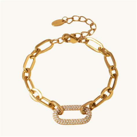 Shop Cubic Zirconia Link Gold Bracelet for Women - PALMONAS