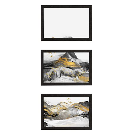 Set Of 3 Artistic Mountain View Satin Matt Texture UV Art Painting ...