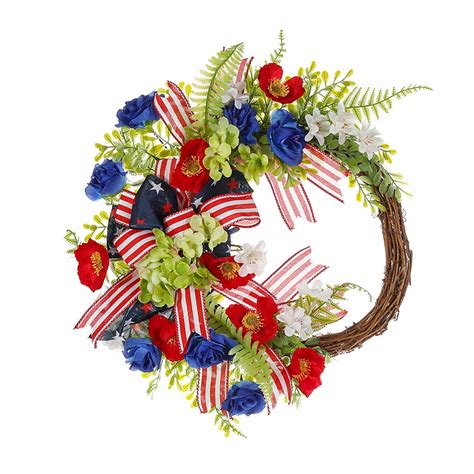 4th of July Decorations, Red White Blue 4th of July Wreath with Silk ...