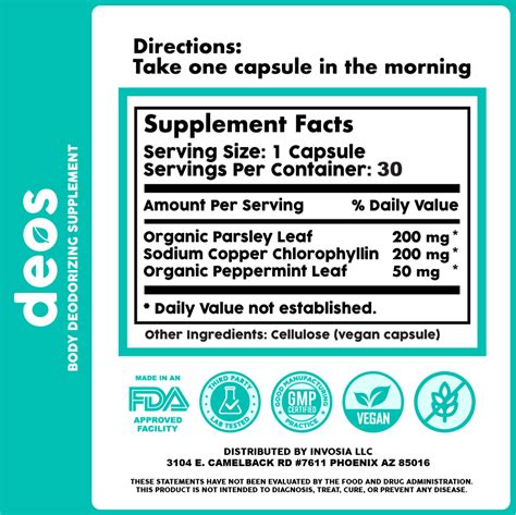 Internal Body Deodorizing Supplement | DEOS Full Body Natural Deodorant ...
