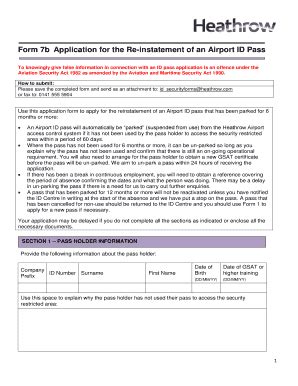 Fillable Online PRINT FORM SAVE FORM Form 7b Application for the Re ...
