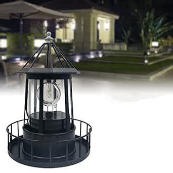 Solar Lighthouse, 360 Degree Rotating Landscape Light IP65 Waterproof ...