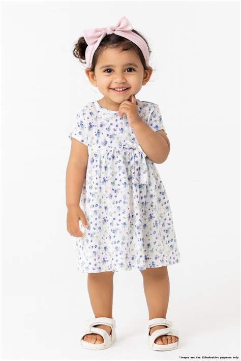 "Baby Girls White Floral Print Cotton Dress with Bow – Short Sleeve ...