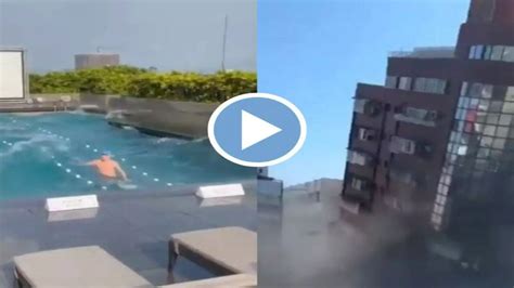 Watch: Man Remains Composed As Swimming Pool Water Turns Into Waves ...