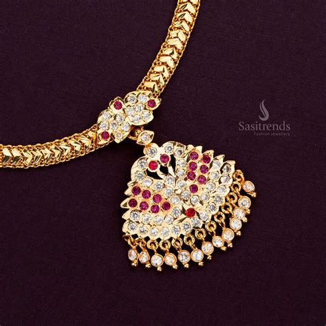 Micro Gold Plated Impon Necklace with Duck Motif & AD Stones – Sasitrends
