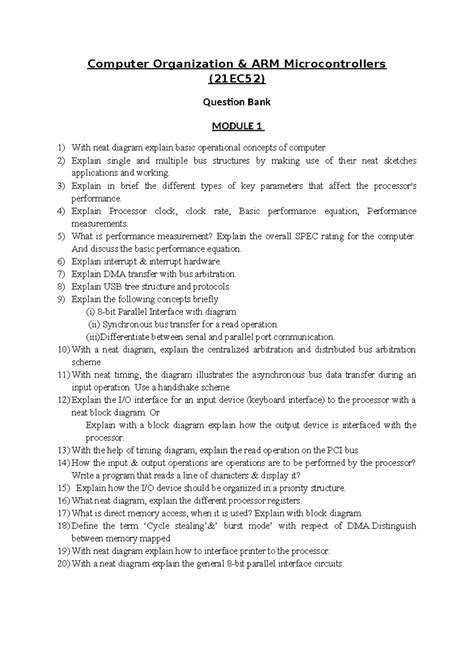 CO&ARM Questions bank - question bank - Computer Organization & ARM ...
