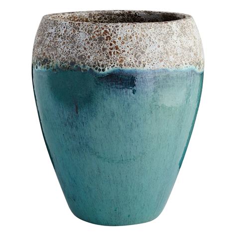 Arcadia White & Aqua Ceramic Urn Outdoor Planter | At Home