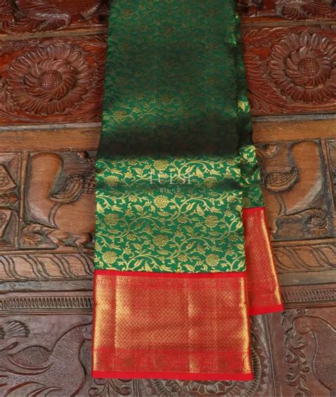 Buy Bottle Green Kanjivaram Silk Saree T420864