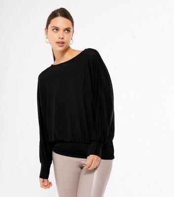 Black Fine Knit Deep Hem Batwing Jumper | New Look