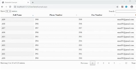 DataTable 的图像结果